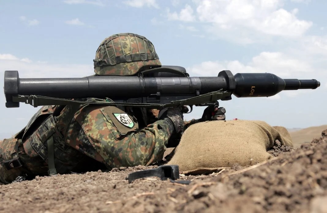 Dynamit Nobel’s Panzerfaust 3, in service with the Germany and ten other militaries, is being provided by Germany and the Netherlands to Ukraine. Effective from 15 to 600 meters when equipped with a computer assisted laser sight, its portability and ability to be reloaded is being used by Ukrainian ambush patrols. (Bundeswehr)