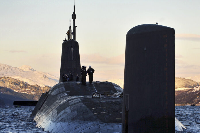 The UK Royal Navy (RN) submarine HMS Vanguard